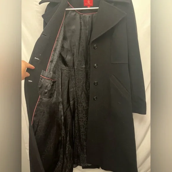 Cole Haan Elegant Black Women's Cashmere/Wool Blend Wide Lapels Coat Sz 6